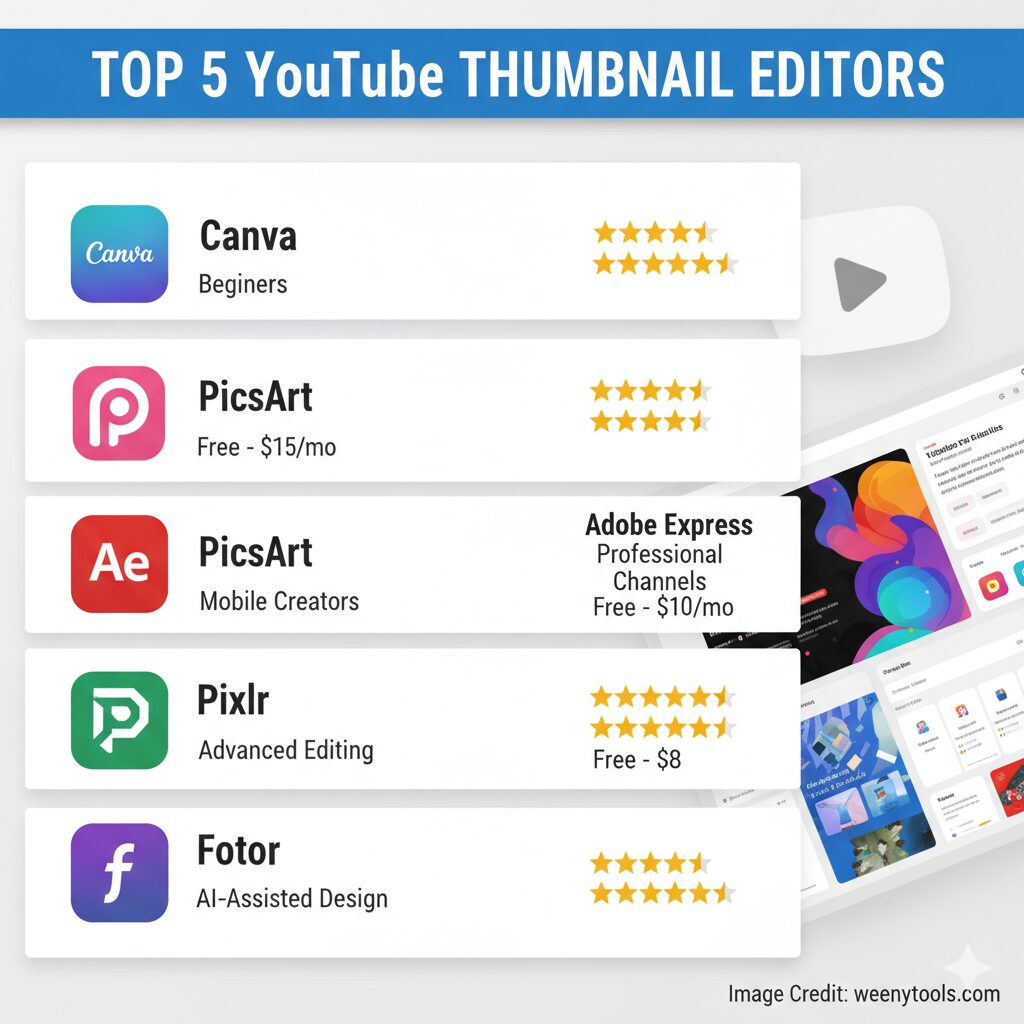 top 5 youtube thumbnail editors