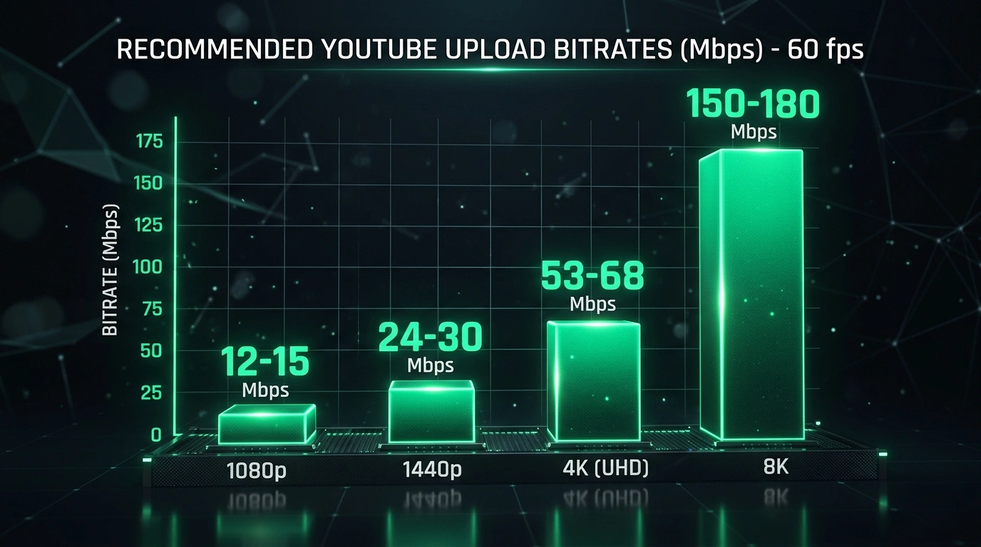 YouTube Bitrate and Resolution Specs Benchmark Chart