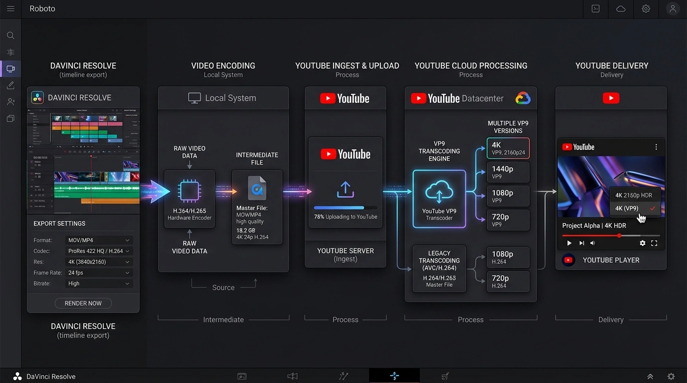 Video Export Settings in NLE Timeline Illustration