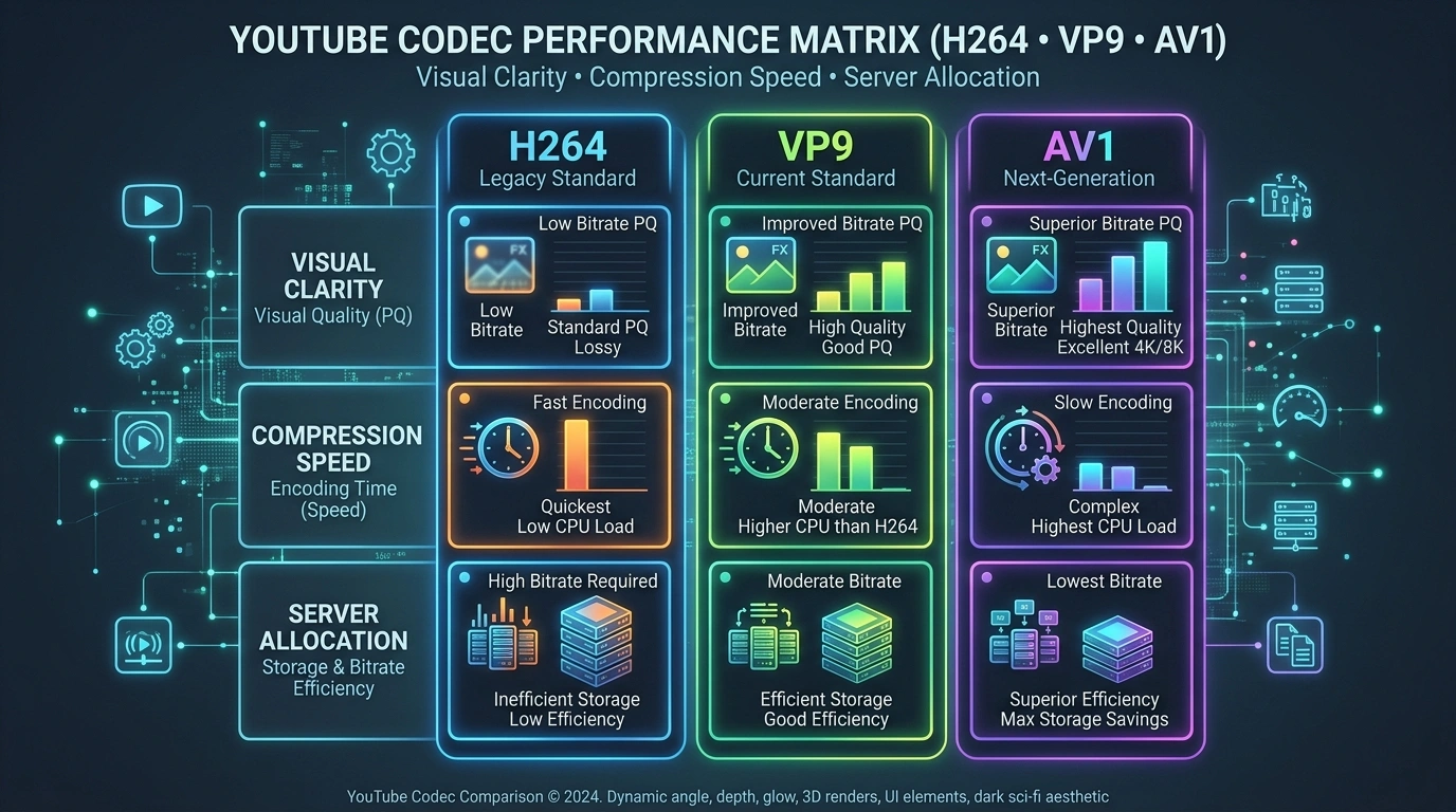 YouTube Video Compression Codec Comparison Infographic