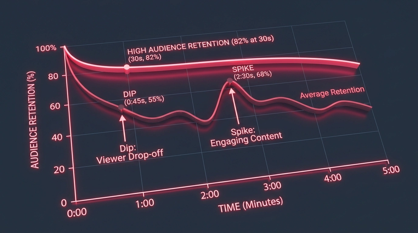 Audience Retention Dropoff Curve Analysis Graph