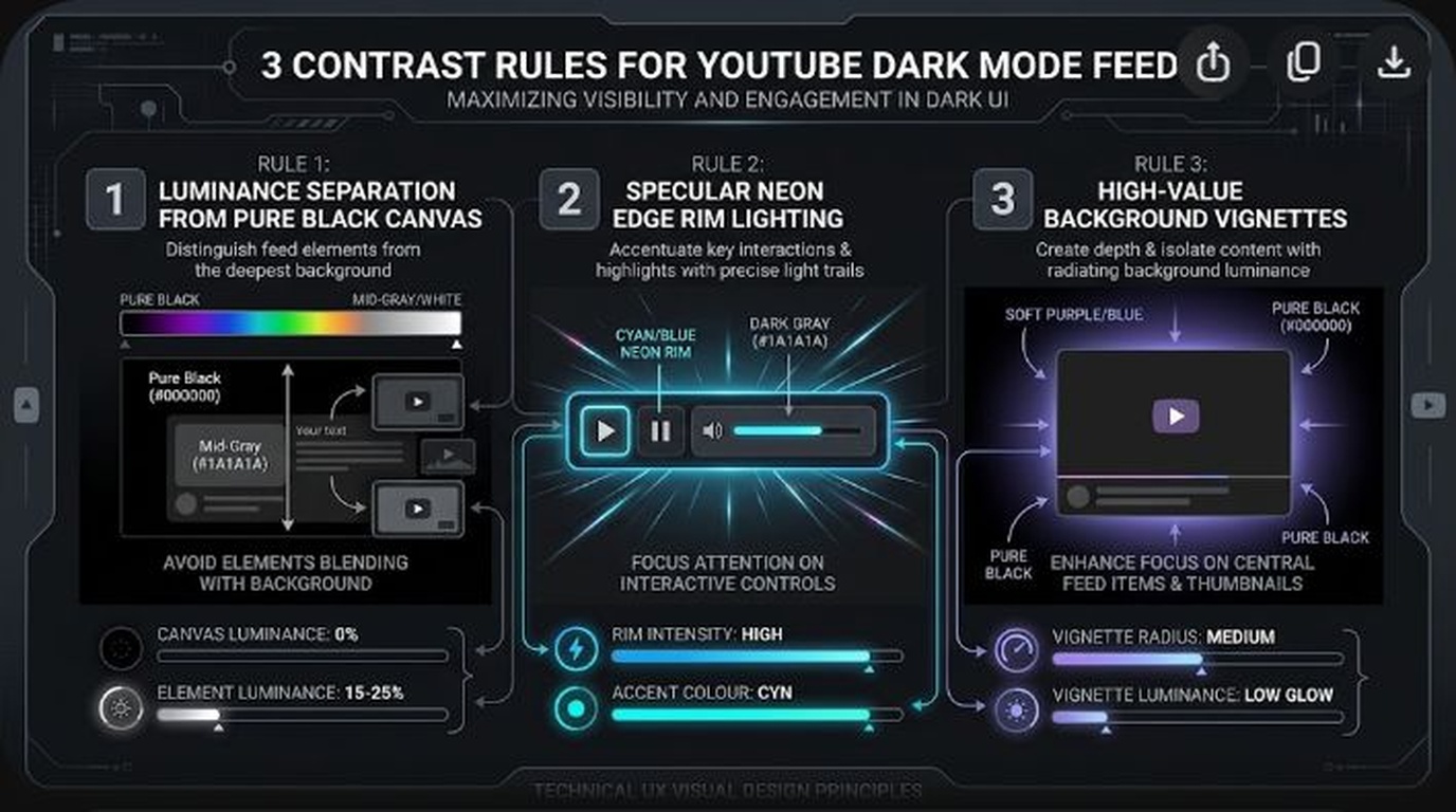 YouTube Dark Mode Hex Color Contrast Reference Matrix