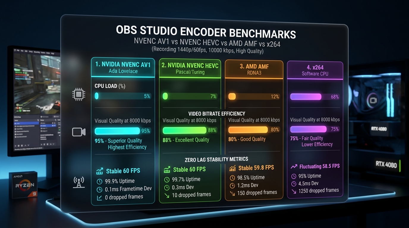 OBS Studio Recording Encoder Benchmarks Comparing Hardware and Software Solutions