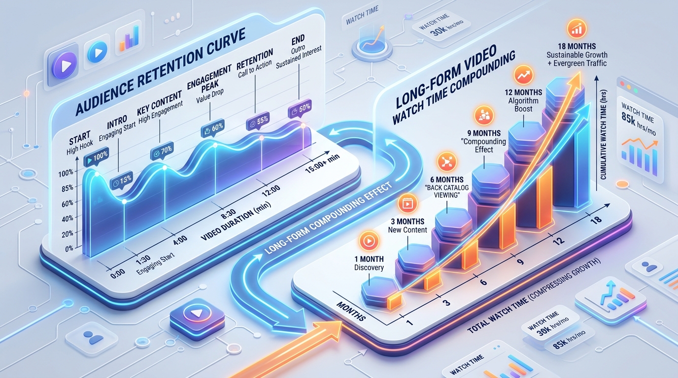Audience Retention Curve and Watch Time Compounding Graph