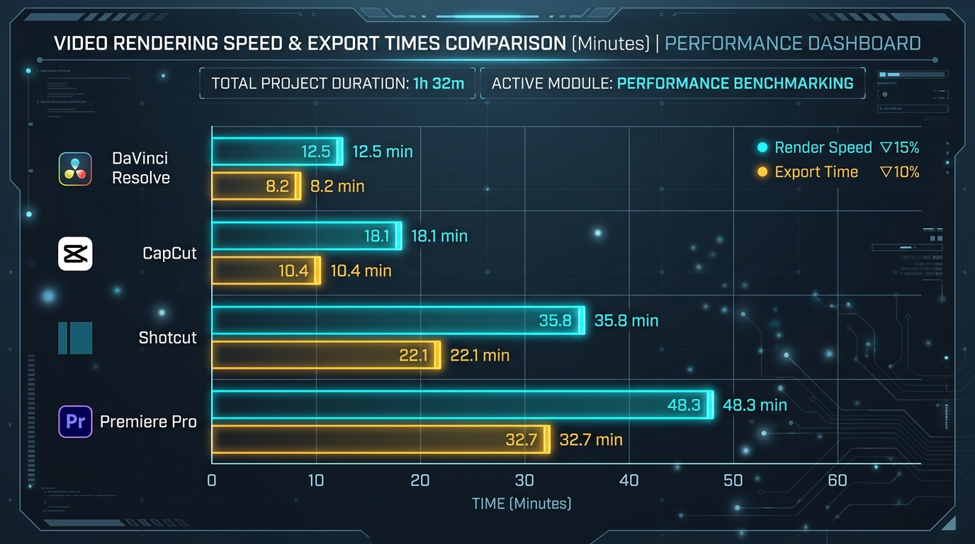 Video Editing Software Render Speed and Timeline Scrubbing Benchmark Chart