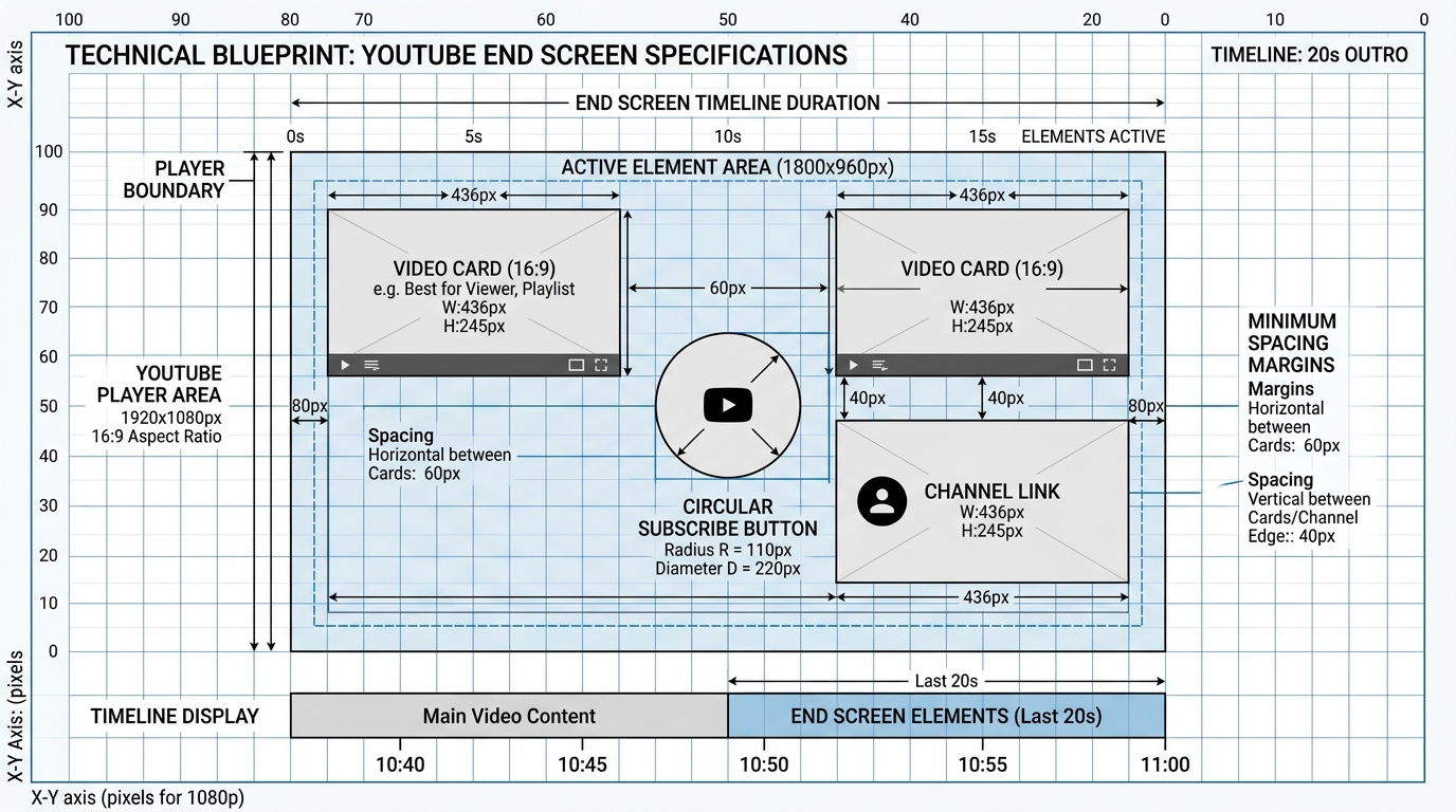 Technical Blueprint of YouTube End Screen Element Dimensions and Timing